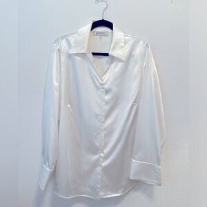 Women’s Kasper Satin White Blouse Size 14W